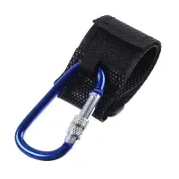 Крючок карабин для сумок на коляску, на липучке, синий