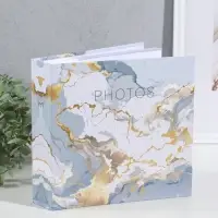 Фотоальбом на 200 фото 10х15 см "Бело-серый мрамор" бумажные листы 5х22х22 см