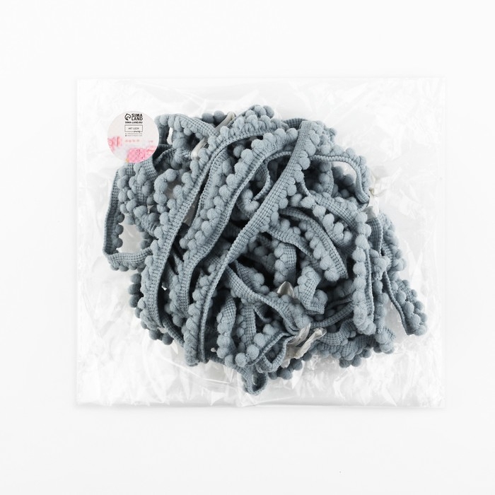 Тесьма декоративная с помпонами, 12 ± 2 мм, 9,1 ± 0,5 м, цвет серый Тесьма декоративная с помпонами, 12 ± 2 мм, 9,1 ± 0,5 м, цвет серый