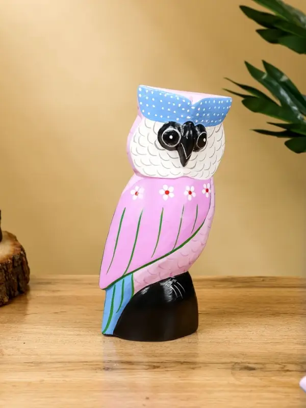 Набор сувенирный «Совы», h=17 см, h=14.5 см, h=11 см, дерево, сиреневый