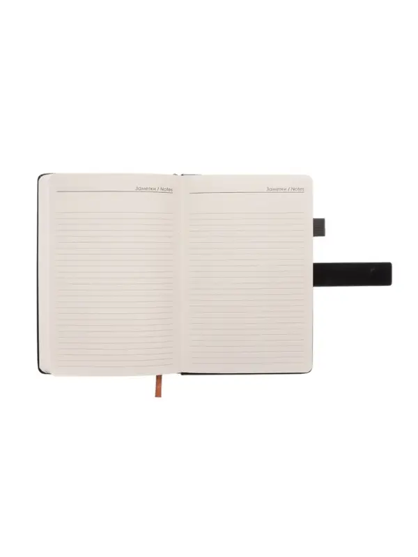 Ежедневник недатированный формат А5, с хлястиком, 112л, линия, держатель, пвх, Черный Ежедневник недатированный формат А5, с хлястиком, 112л, линия, держатель, пвх, Черный