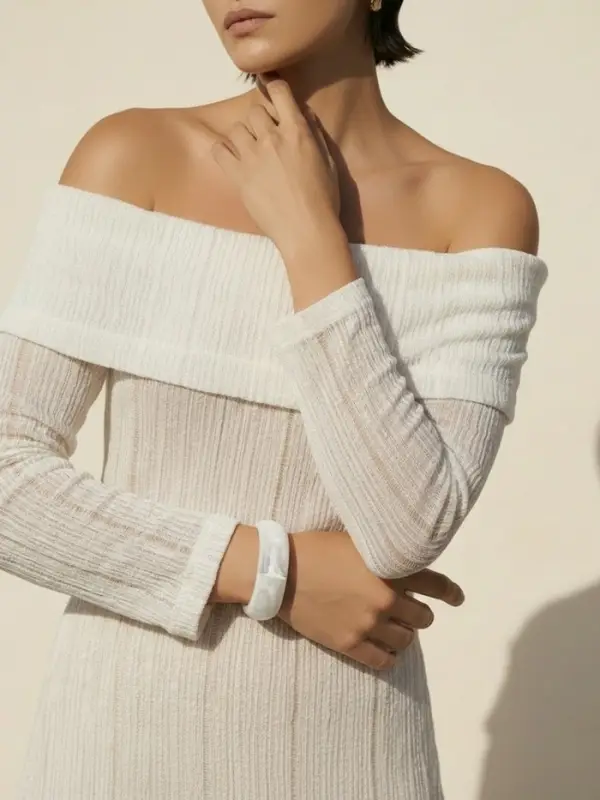 Браслет манжета &laquo;Тренд&raquo;, d=7.5 см, широкий, акрил, белый