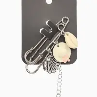 Булавка (набор 2шт) "Пляж" L=7см, цвет белый в серебре