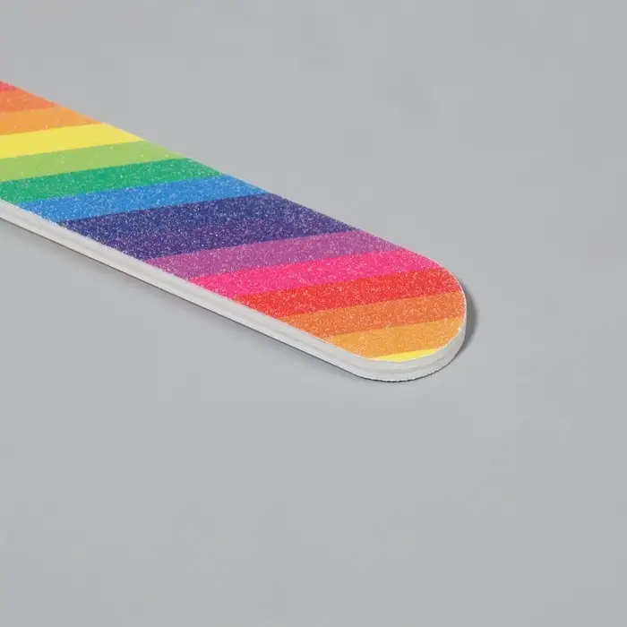 Пилка для ногтей «Радуга», прямая, 200/200 грит, 18 см, разноцветная