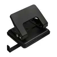 Дырокол металлический, 20 листов, OfficeSpace, линейка, черный