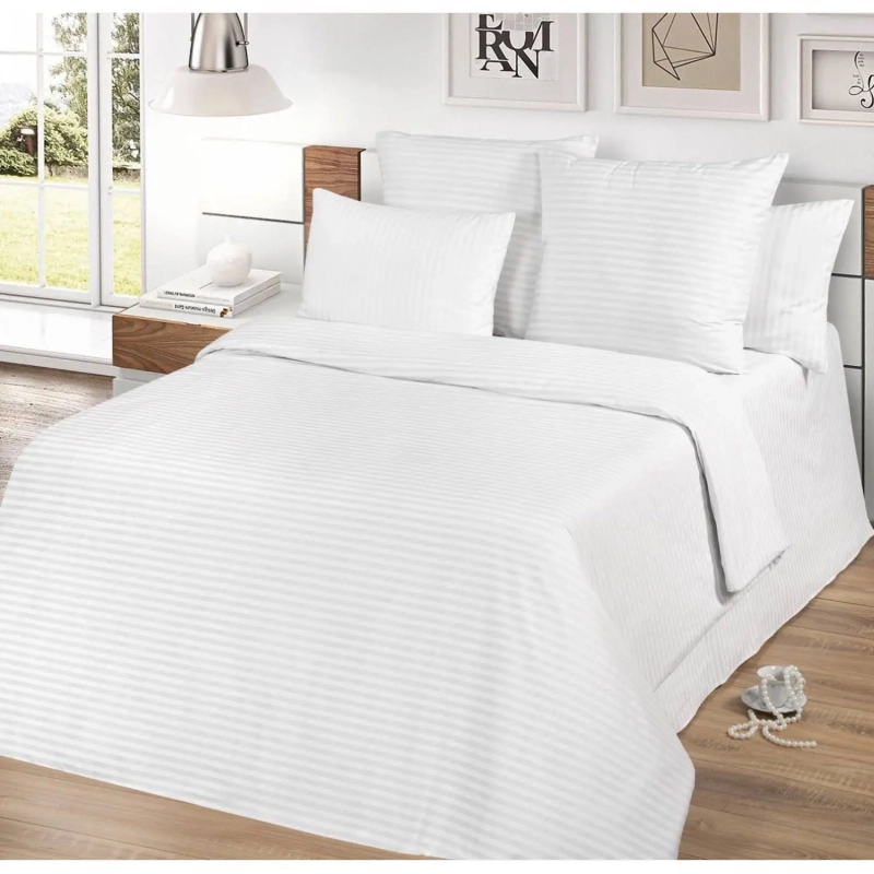 Пододеяльник 1,5сп (148х220см) Страйп-сатин,1х1, 140гр/м2,белый