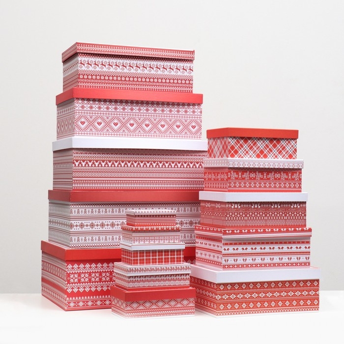 Набор коробок подарочных 15 в 1  Набор коробок подарочных 15 в 1 "Скандинавия", 46,6 х 35,2 х 17.5- 12 х 7 х 4 см