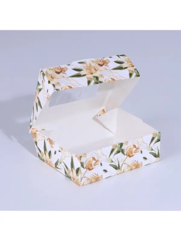 Кондитерская упаковка, коробка с ламинацией &laquo;Лилии&raquo;, 10&times;8&times;3.5 см