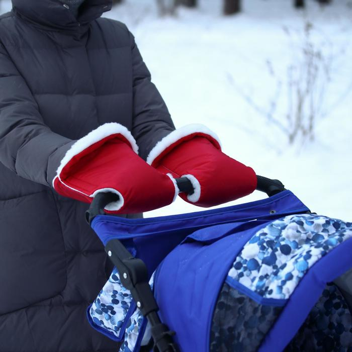 Варежки-муфты на ручку коляски, 2 шт., цвет красный Варежки-муфты на ручку коляски, 2 шт., цвет красный
