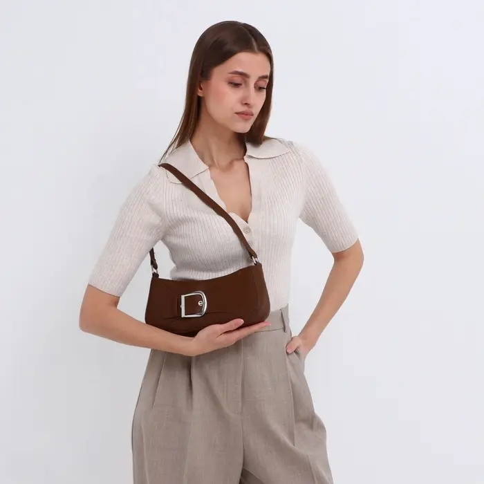 Сумка женская багет на молнии, 26&times;5&times;10.5 см, шоколадная