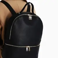 Рюкзак женский на молнии, с карманами, размер 27&times;10&times;34 см, чёрный