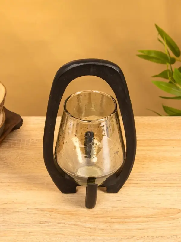 Подсвечник Подсвечник "Аура" 13х15х26 см, стекло, дерево