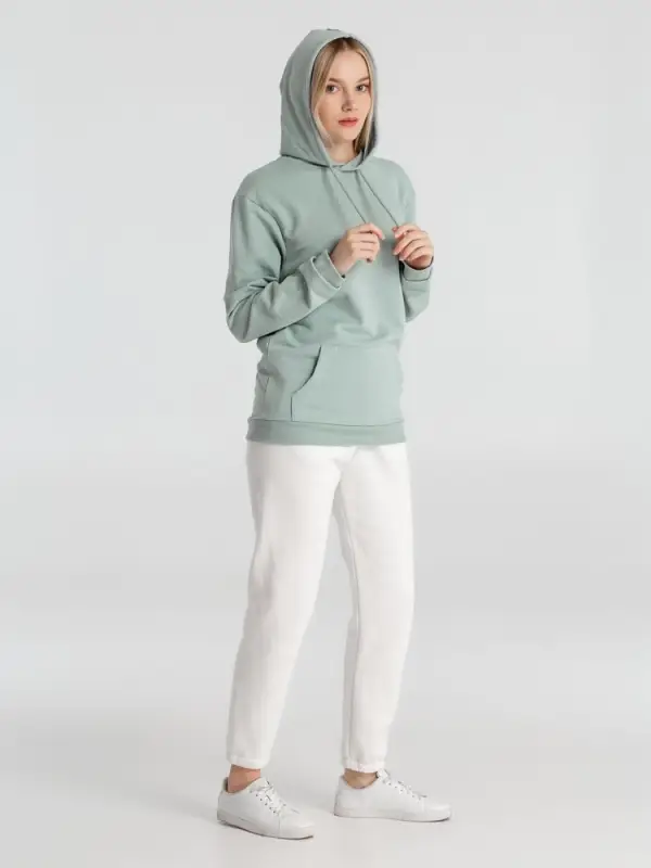 Толстовка с капюшоном унисекс Hoodie, серо-зеленая, размер XS