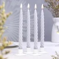 Набор свечей витых, 2.3&times;24.5 см, 5 ч, 50 г, 4 шт., серый, в подарочной коробке