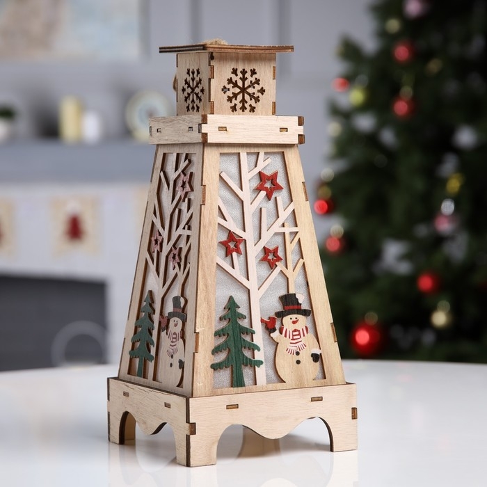 Светодиодная фигура «Снеговик в лесу» 13.5 × 19 × 13.5 см, дерево, батарейки LR1130х3, свечение тёплое белое Светодиодная фигура «Снеговик в лесу» 13.5 × 19 × 13.5 см, дерево, батарейки LR1130х3, свечение тёплое белое