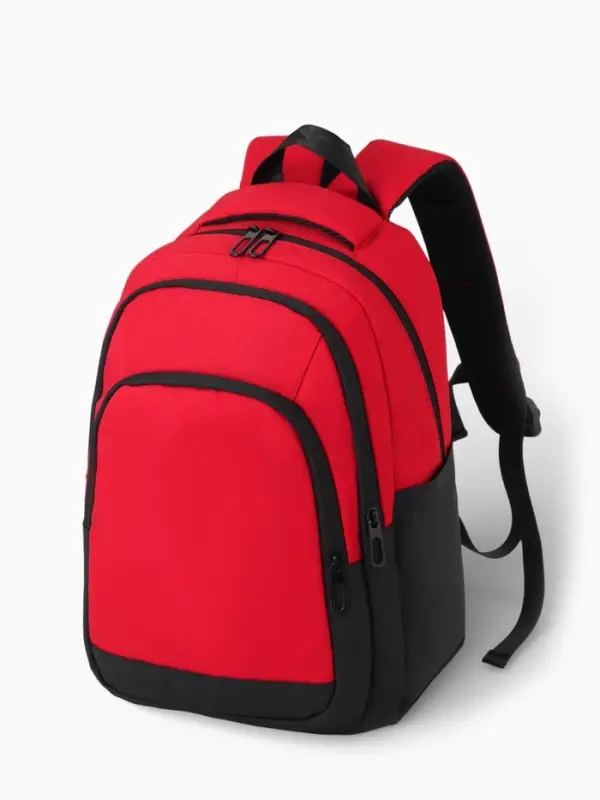 Рюкзак, 27*14*38,5 см, 2 отд 3н/карм, Комби, Водонепрон. дно, красный/черн