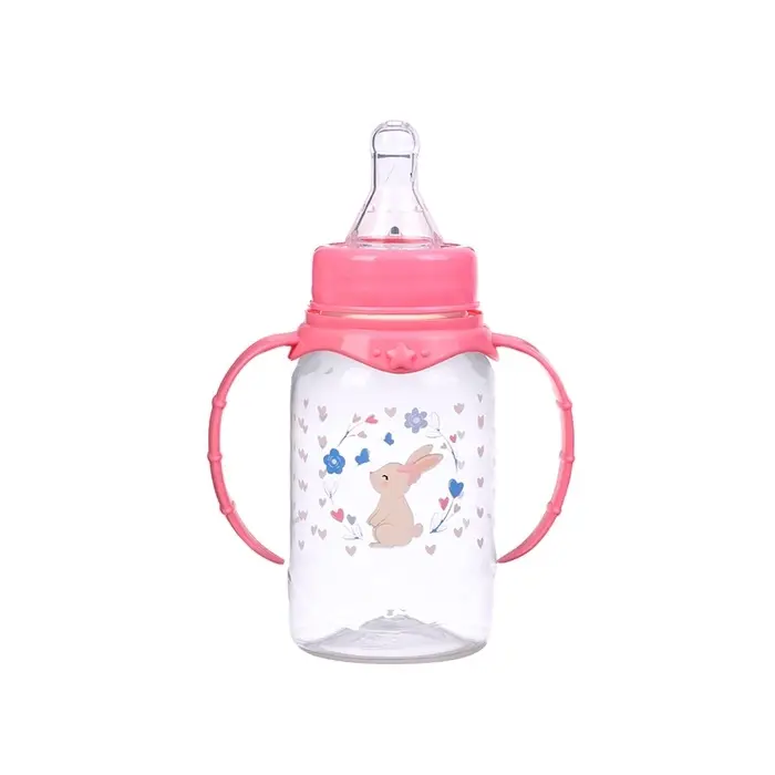 Бутылочка для кормления малыша M&B &laquo;Доченька&raquo;, классическое горло, с ручками, от 0 мес., 150 мл., розовый