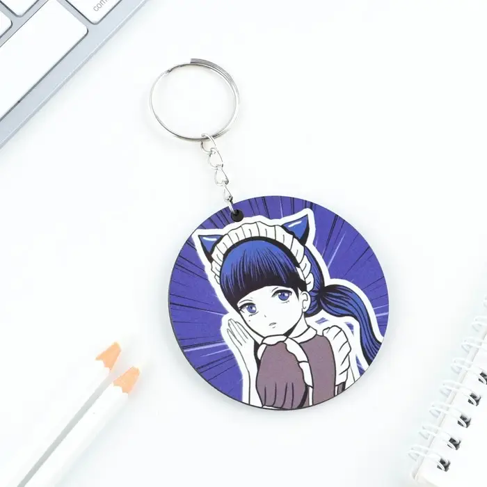 Брелок для ключей деревянный аниме «Девушка синяя» 5.8×5.8 см Брелок для ключей деревянный аниме «Девушка синяя» 5.8×5.8 см