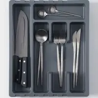 Лоток для столовых приборов раздвижной Martika &laquo;Смарт&raquo;, 5 секций, 36&times;30&times;5 см, пластик, тёмно-серый
