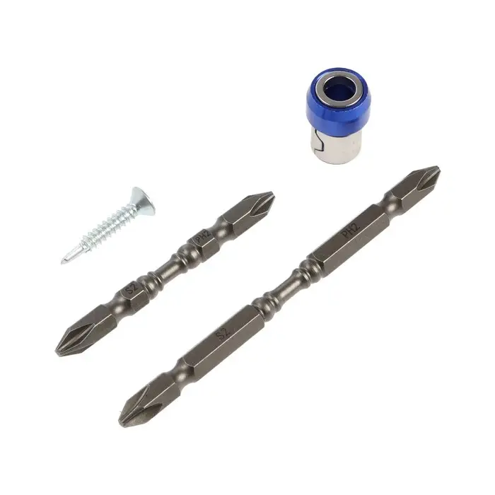 Набор бит ТУНДРА, сталь S2, круглый магнит, двухсторонняя, PH2&times;65 и 100 мм, 2 шт.