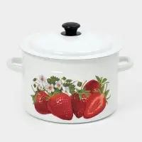 Кастрюля эмалированная, 8 л, d=26.5 см, с крышкой, цилиндрическая, белая