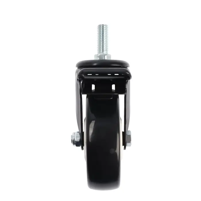 Колесо мебельное ТУНДРА, d=100 мм, поворотное, с футоркой 10&times;25 мм, с тормозом, черное