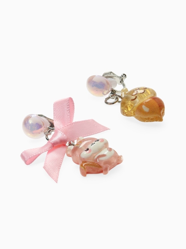 Серьги-клипсы детские  Серьги-клипсы детские "Выбражулька" белочка с бантом, жёлудь с жемчужиной, цветные