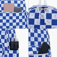 Рюкзак молодёжный на молнии, с карманами, в клетку, размер 30&times;13.5&times;41 см, синий