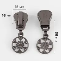 Бегунок для молнии &laquo;Трактор&raquo;, №8, &laquo;Снежинка&raquo;, 10 шт., цвет чёрный никель