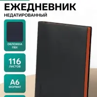 Ежедневник недатированный А6+,116 листов в клетку, обложка ПВХ ЛАЙТ, тонированный срез, МИКС