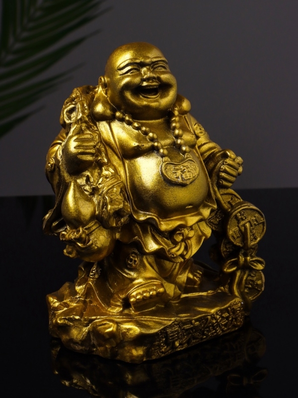Статуэтка "Хотей приносит удачу и богатство" 14 см, цвет золото