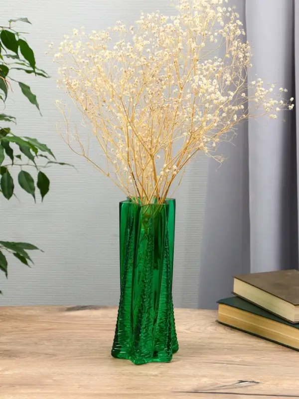 Ваза стекло настольная  Ваза стекло настольная "Флоранс" 25х11х9 см, зелёный