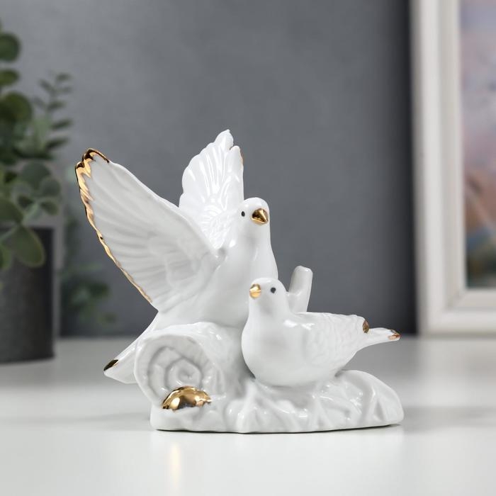 Сувенир керамика Сувенир керамика "Голуби на брёвнышке" 10,5х12,5х6,5 см