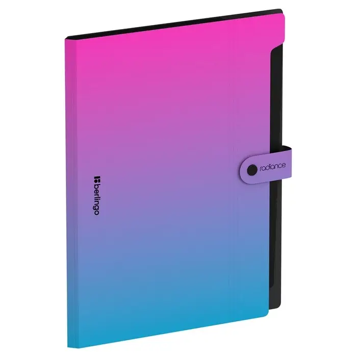 Папка А4, 12 отделений, Radiance, 600 мкм, на кнопке, розовый/голубой градиент