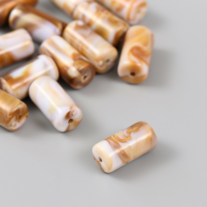 Бусины для творчества пластик Бусины для творчества пластик "Кофе с молоком. Цилиндр" набор 20 гр 1х1х1,9 см