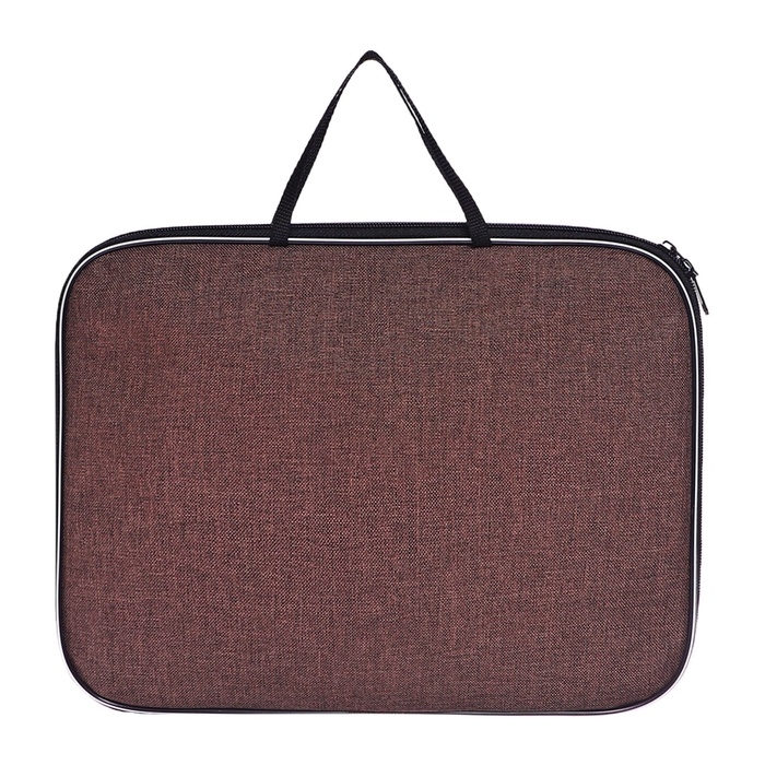 Папка с ручками текстильная А4, Calligrata "Офис", для бумаг, для офиса, нейлон 600D, лён, коричневая, ПМ/1, 350 х 270 х 20 мм