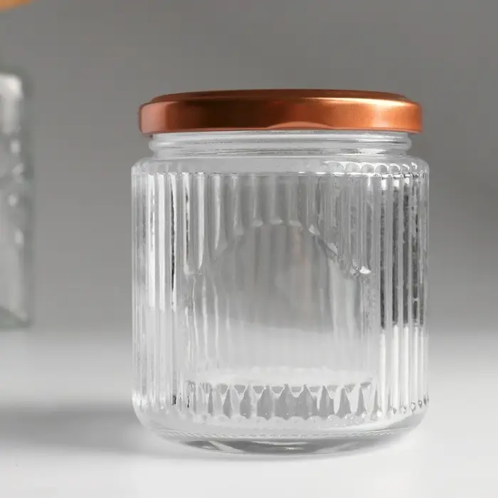 Банка для свечей стеклянная с крышкой &laquo;Вертикальные полоски&raquo; прозрачная 275 мл 7.5&times;7.5&times;8.5 см