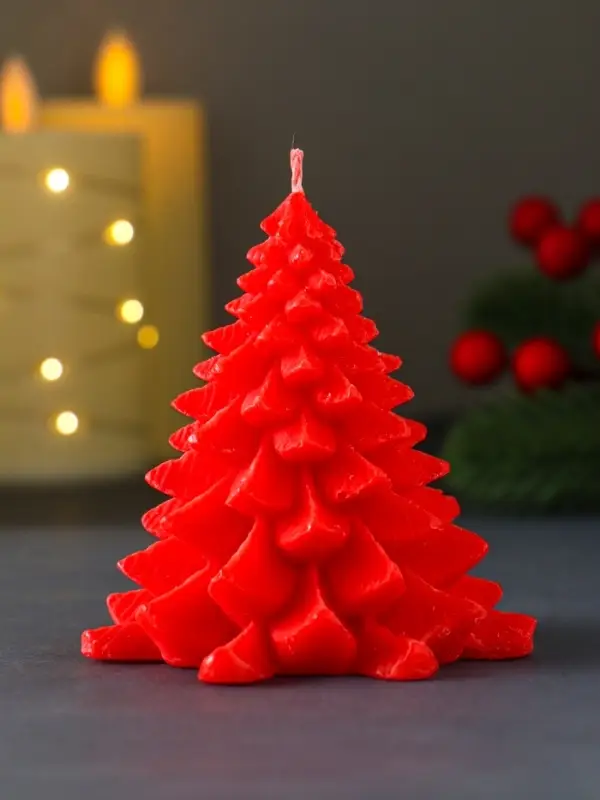 Свеча "Ель пушистая" 80х80х90 мм, красная