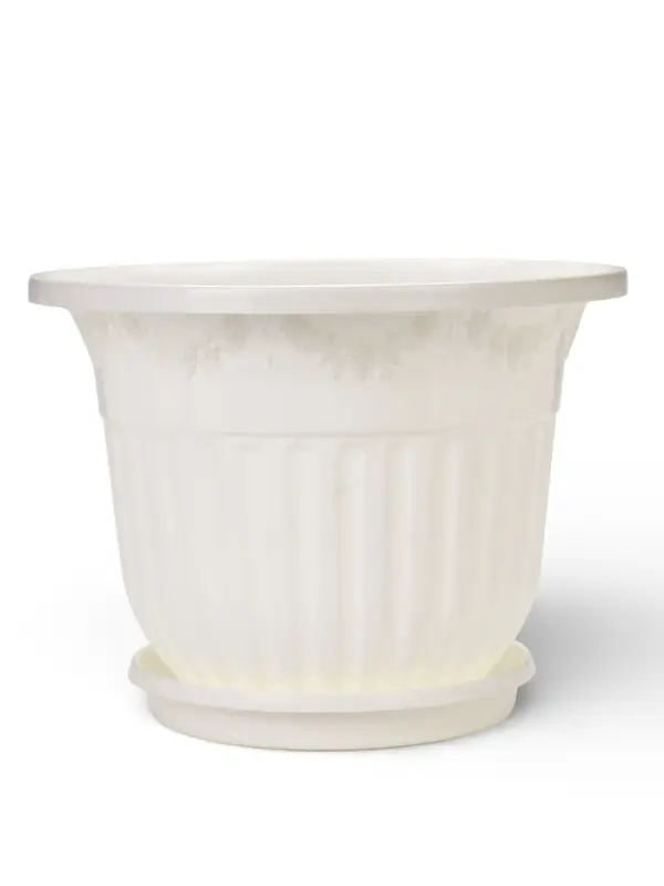 Горшок для цветов с поддоном &laquo;Лозанна&raquo;, 17 л, d=41 см, пластиковый, белый