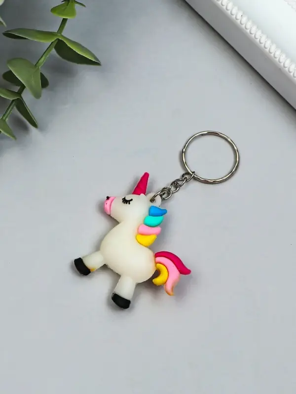 Брелок для ключей на кольце &laquo;Единорог с радугой на гриве&raquo;, резина, 5&times;5.3&times;1.3 см