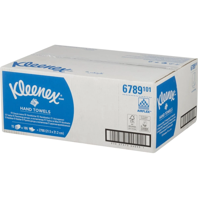 Полотенца бумажные д/дисп KK Kleenex Interfold 2сл бел 186 лист 15 пач.6789