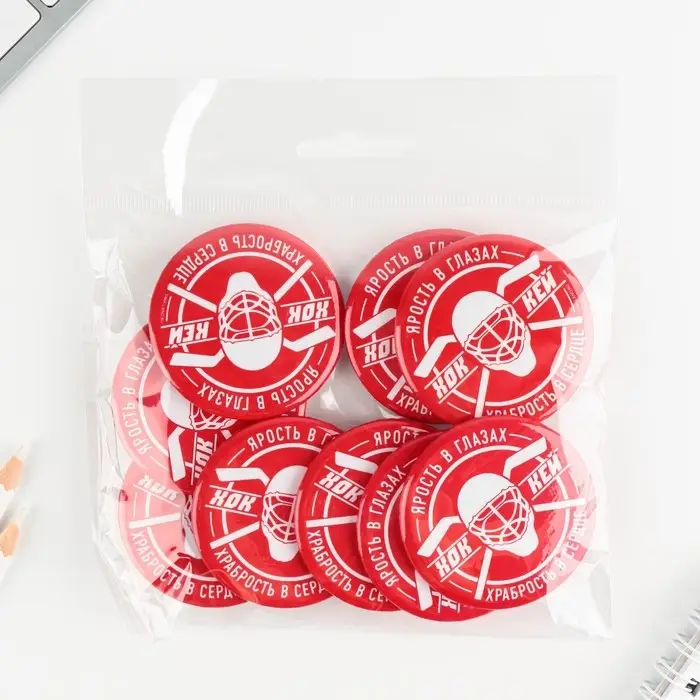 Значок закатной &laquo;Хоккей&raquo;, d=56 мм