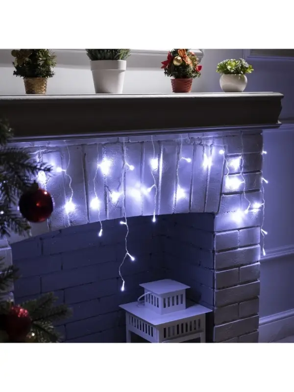 Гирлянда &laquo;Бахрома&raquo; 3&times;0.5 м, IP20, прозрачная нить, 80 LED, свечение белое, 8 режимов, 220 В