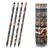Карандаш чернографитный ErichKrause Mine Block трехгранный, с ластиком HB, в тубусе, МИКС