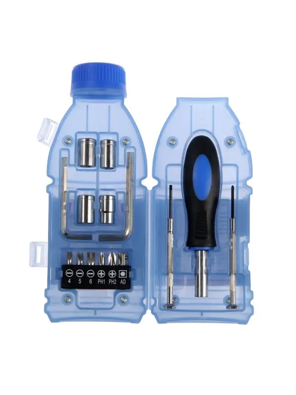 Набор инструментов ТУНДРА, подарочный пластиковый кейс &laquo;Бутылка&raquo;, 15 предметов