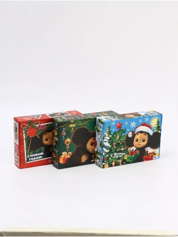 Набор подарочных коробок 3 шт. &laquo;Новый год&raquo;, Чебурашка, 21&times;15&times;5 см