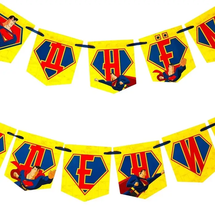 Гирлянда на ленте &laquo;С днем рождения&raquo;, длина 176 см, Супергерой