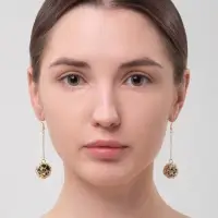 Серьги висячие &laquo;Шар плетёный&raquo;, чёрные в золоте, 6.5 см