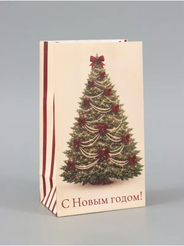 Пакет без ручек  &laquo;С Новым годом&raquo;, ёлочка, 10 &times; 19,5 &times; 7 см