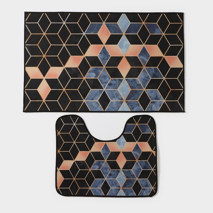 Набор ковриков для ванной и туалета Доляна «Бурлеск», 2 шт, 50×80 см, 40×50 см Набор ковриков для ванной и туалета Доляна «Бурлеск», 2 шт, 50×80 см, 40×50 см